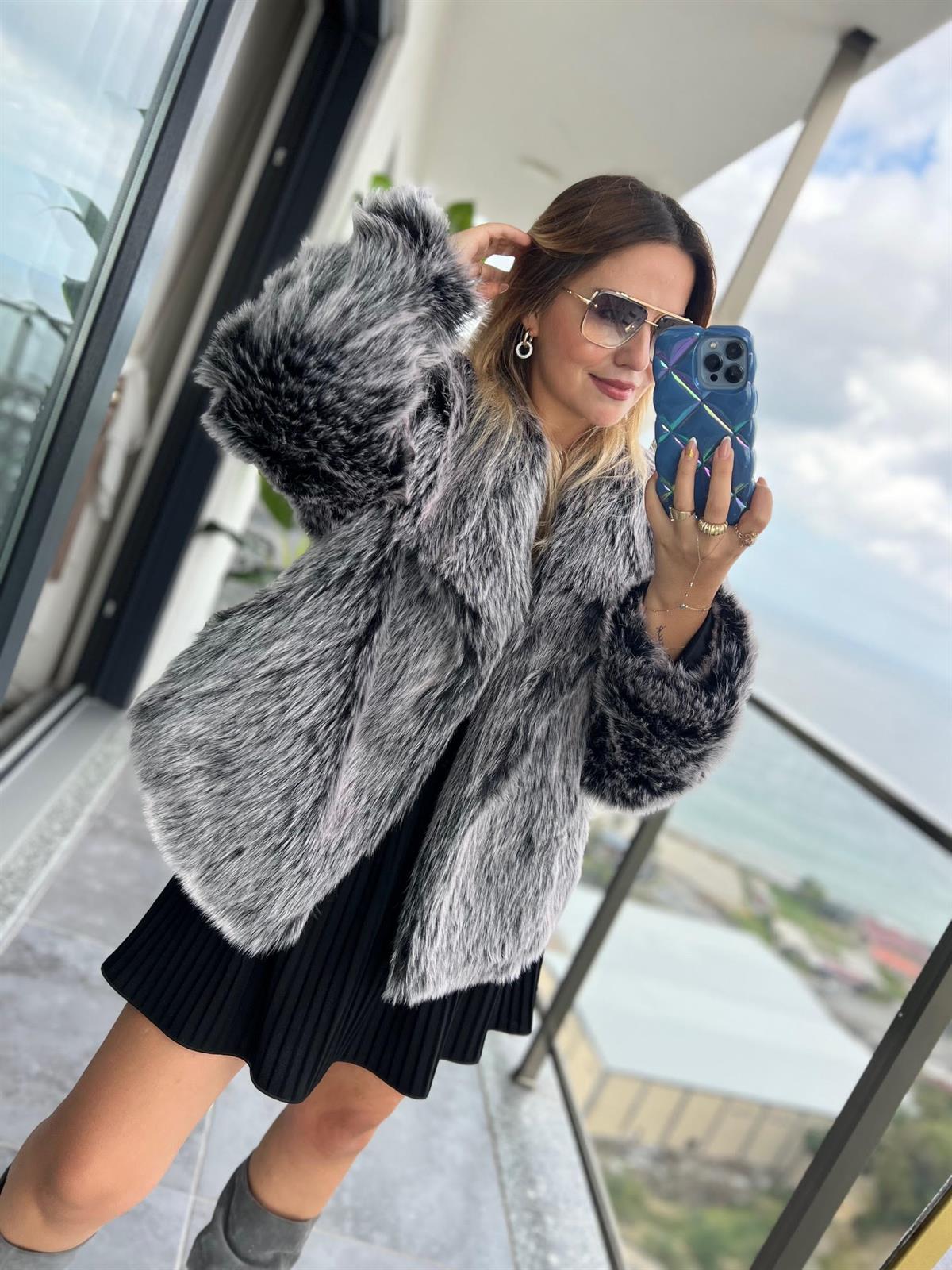 4105 Kısa Madonna Kürk GRİ