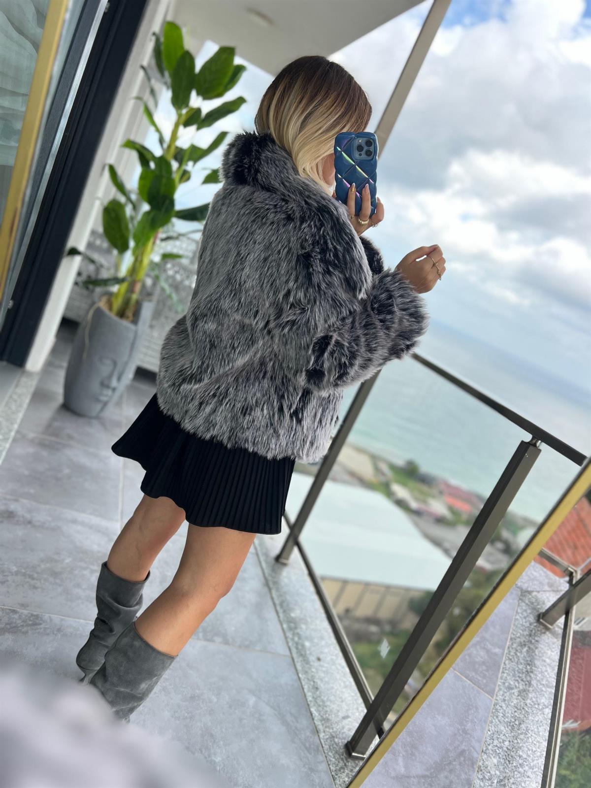 4105 Kısa Madonna Kürk GRİ