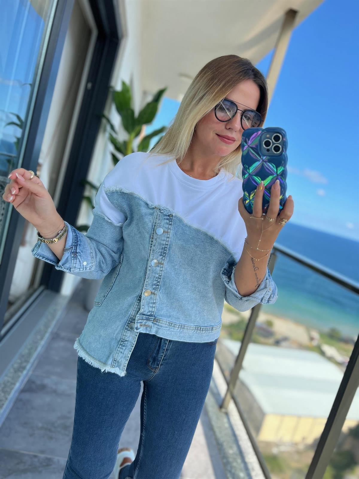 4138 Kot Detay Tasarım Sweat BEYAZ