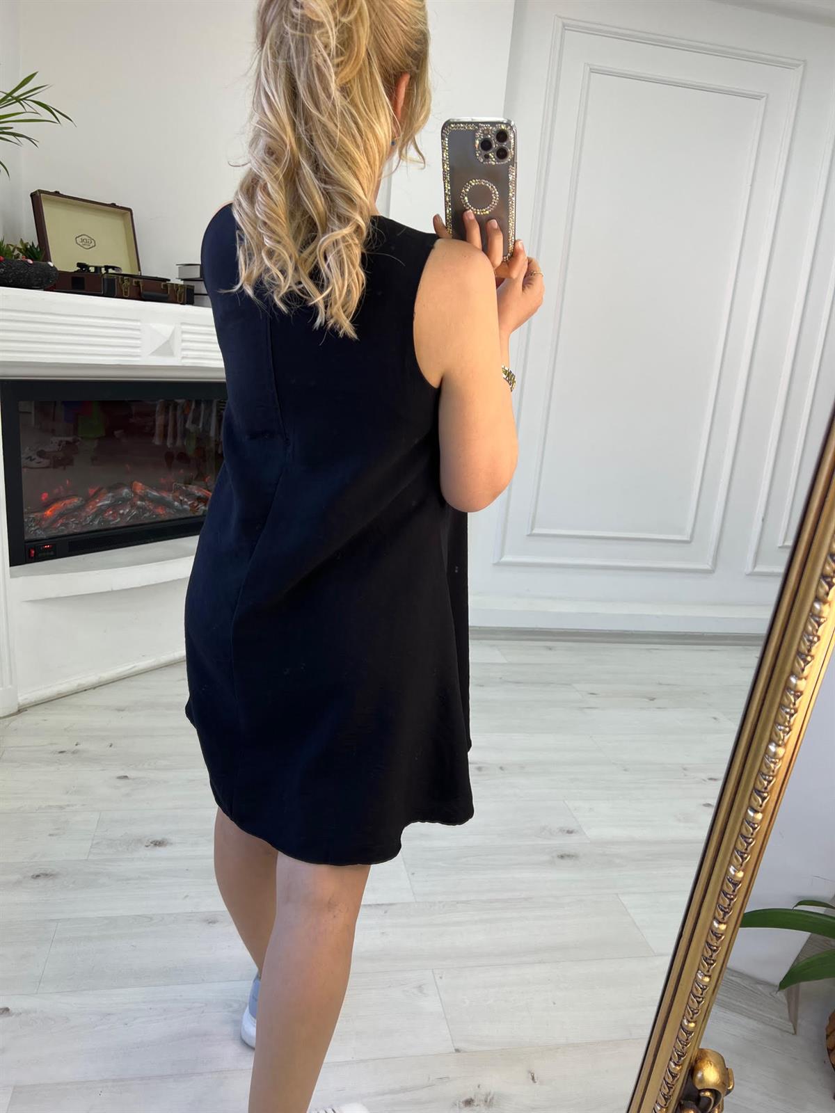 4161 Kolsuz Elbise SİYAH
