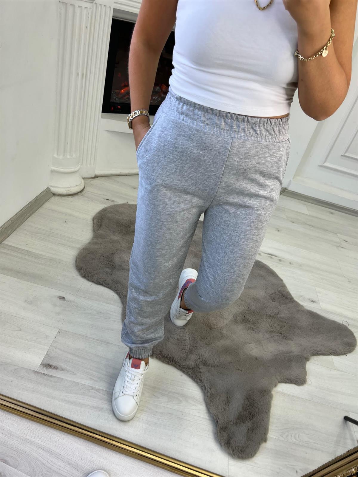 4182 Bel Paça Lastikli Pantolon GRİ