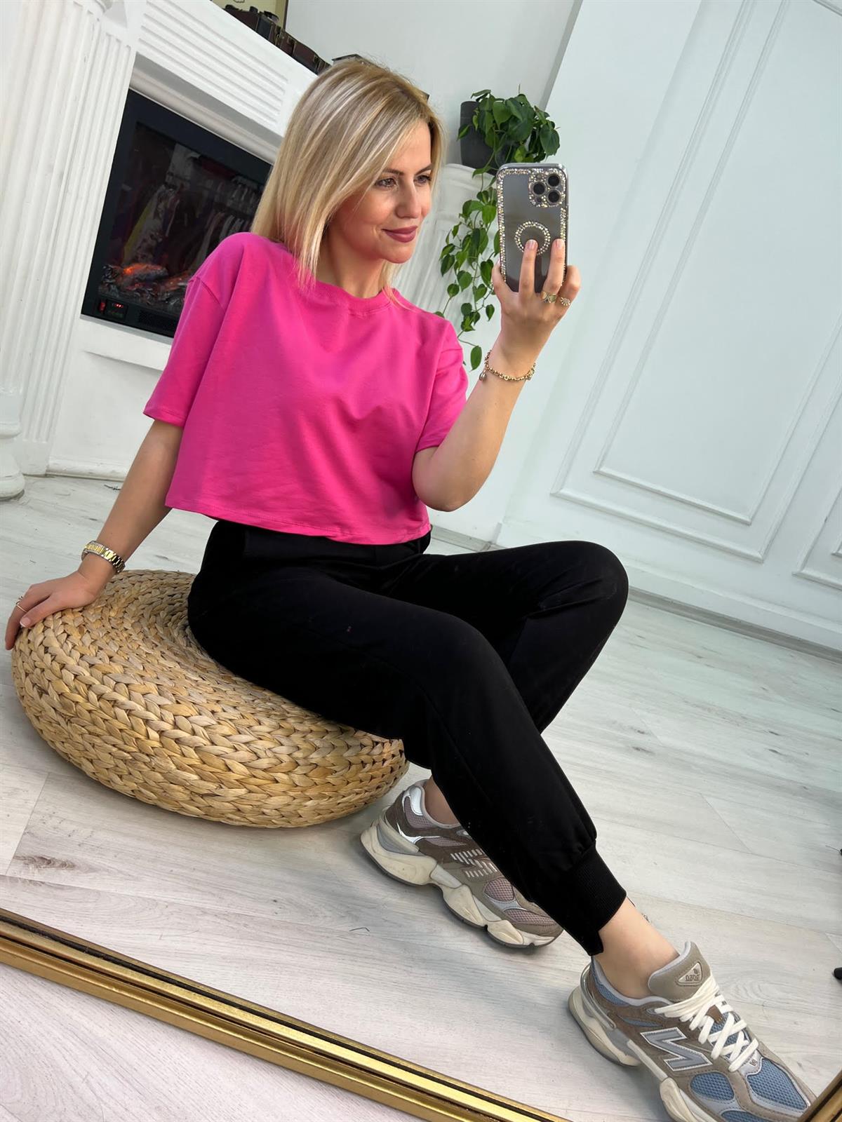 4184 İki İplik Kısa Tshirt PEMBE