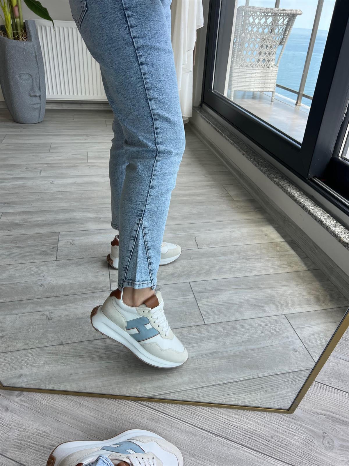 425 Paça Detaylı Kar Mom BUZ MAVİSİ