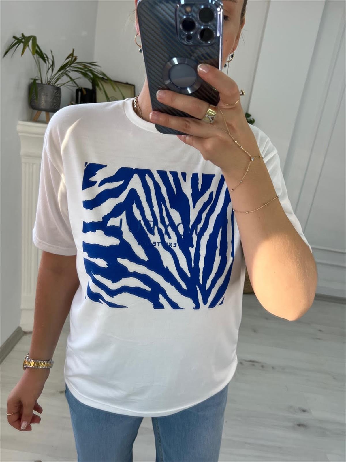 4266 Zebra Varak Baskılı Tshirt SAKS