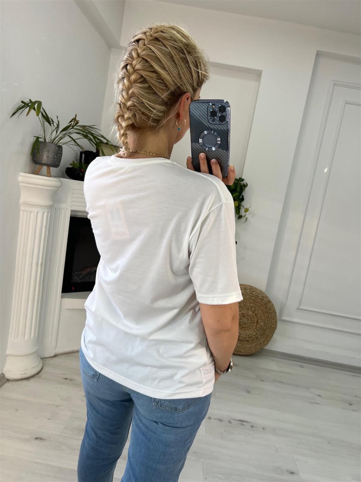 4266 Zebra Varak Baskılı Tshirt SAKS