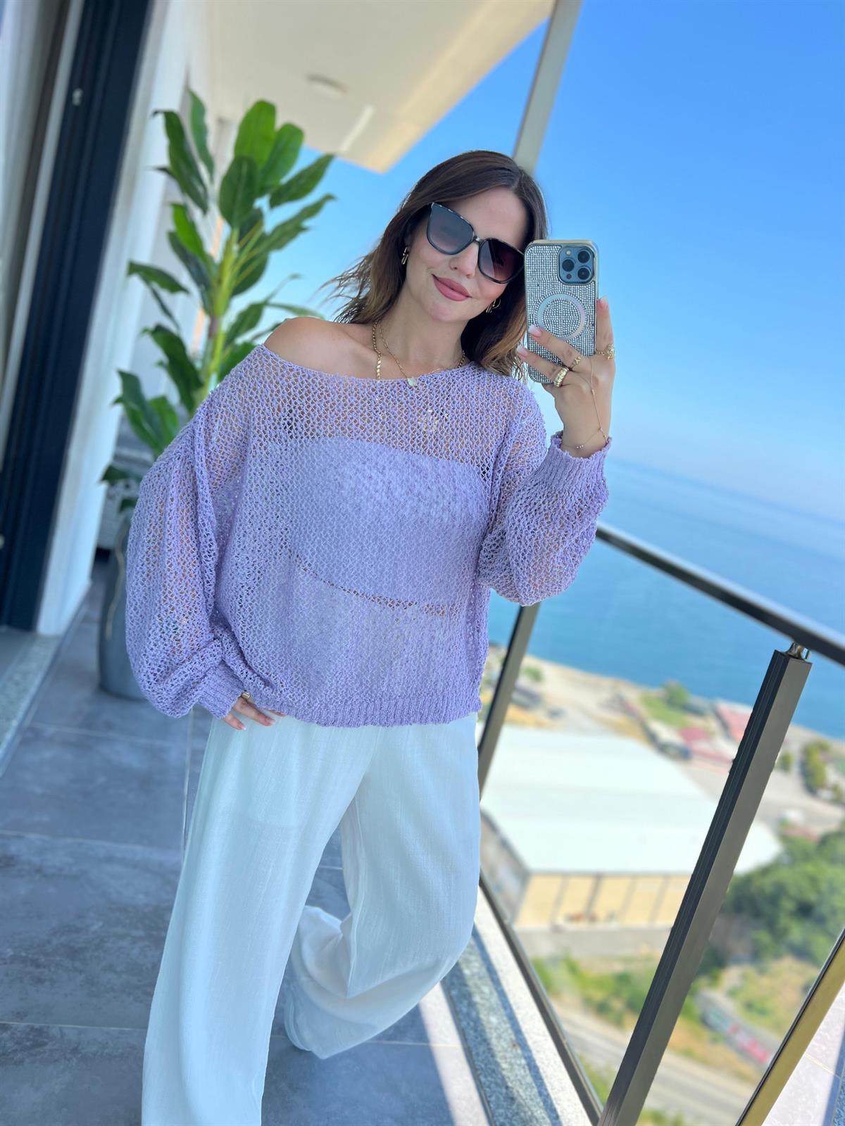 4412 Delikli Triko LİLA