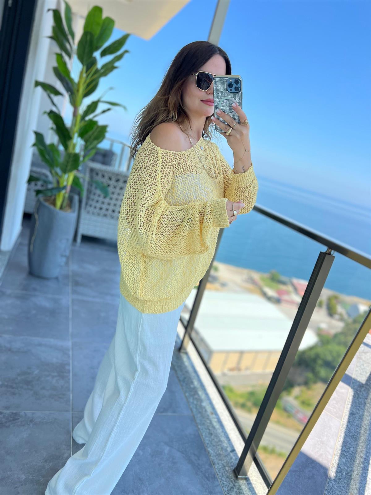 4412 Delikli Triko SARI