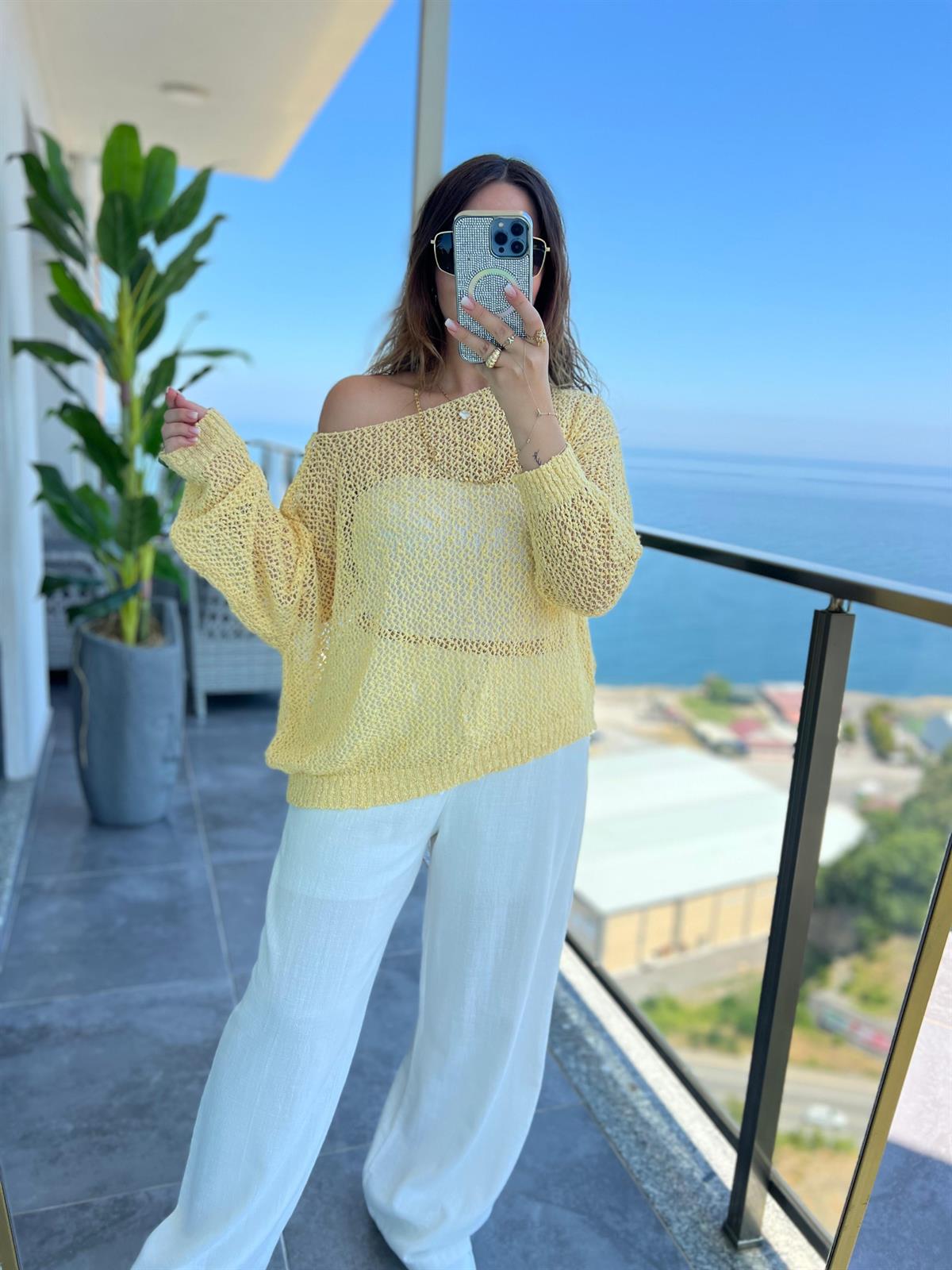 4412 Delikli Triko SARI