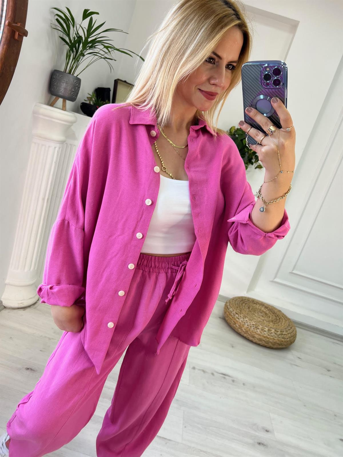 4476 Oversize Gömlek FUŞYA