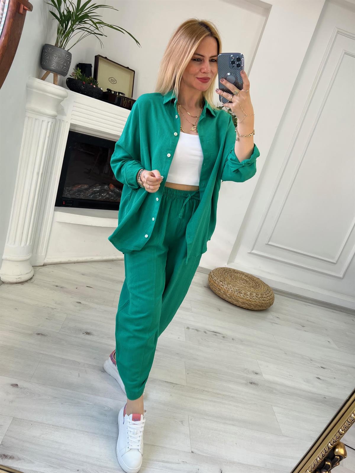 4476 Oversize Gömlek YEŞİL