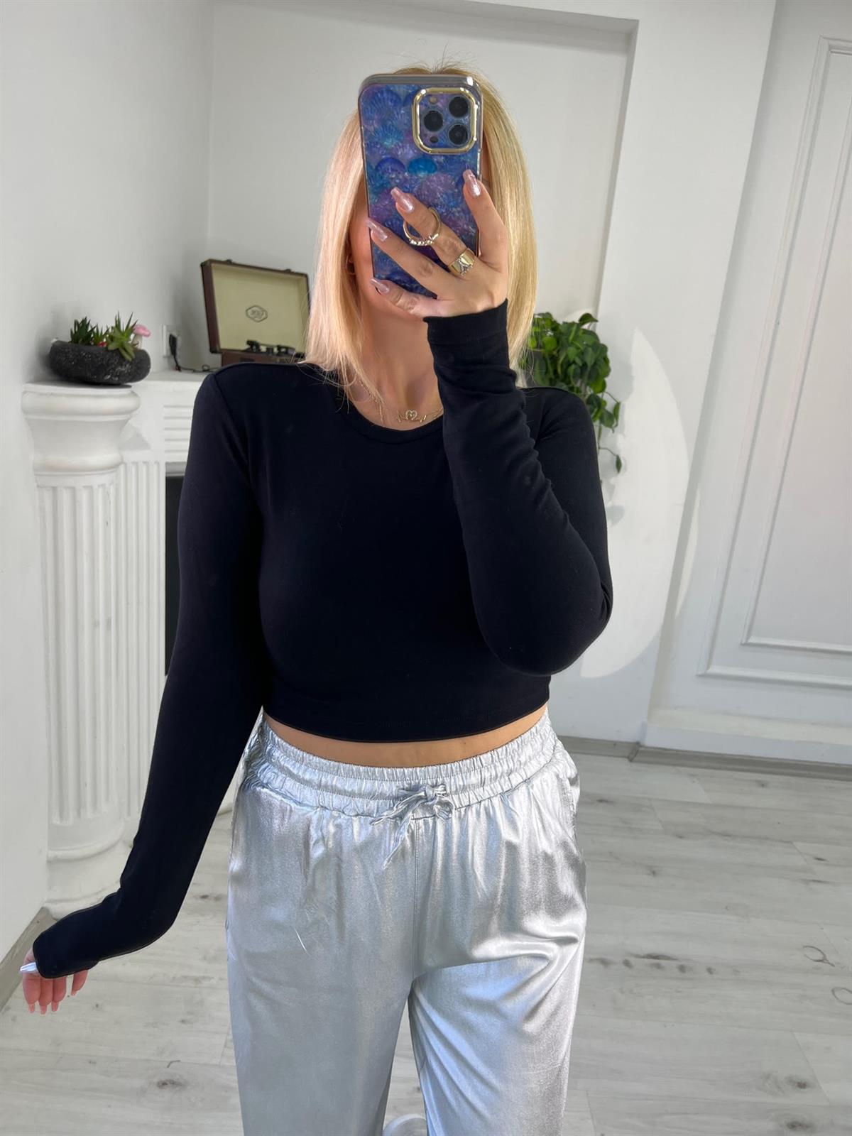 4632 Kısa Bluz SİYAH