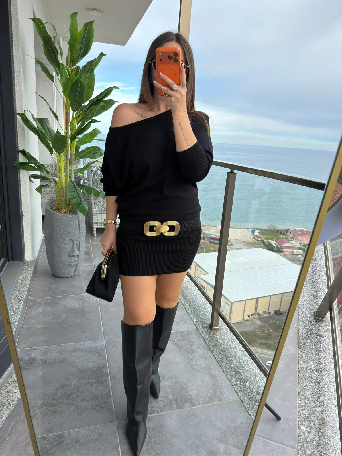 4633 Ribana Mini Elbise SİYAH
