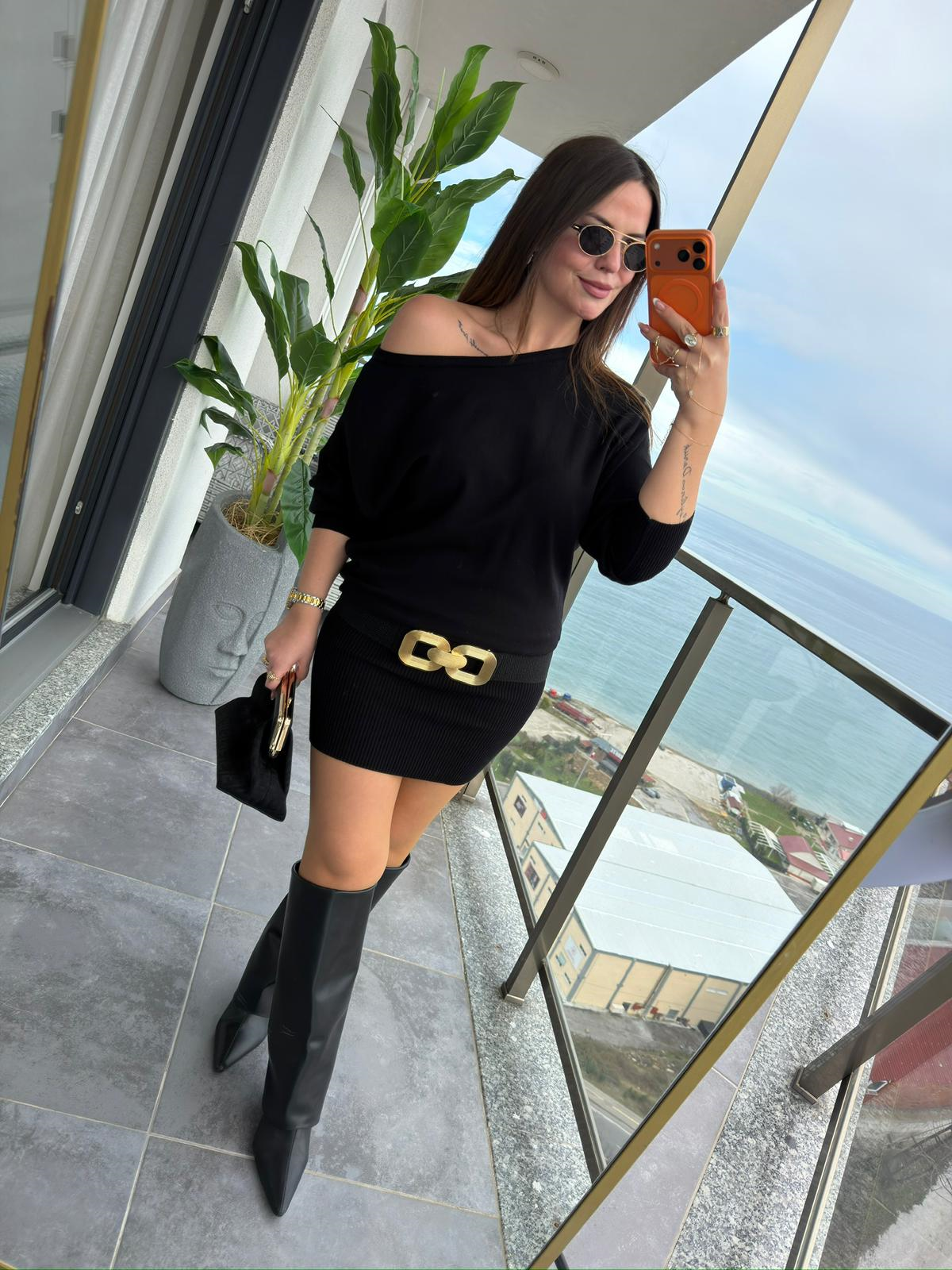 4633 Ribana Mini Elbise SİYAH