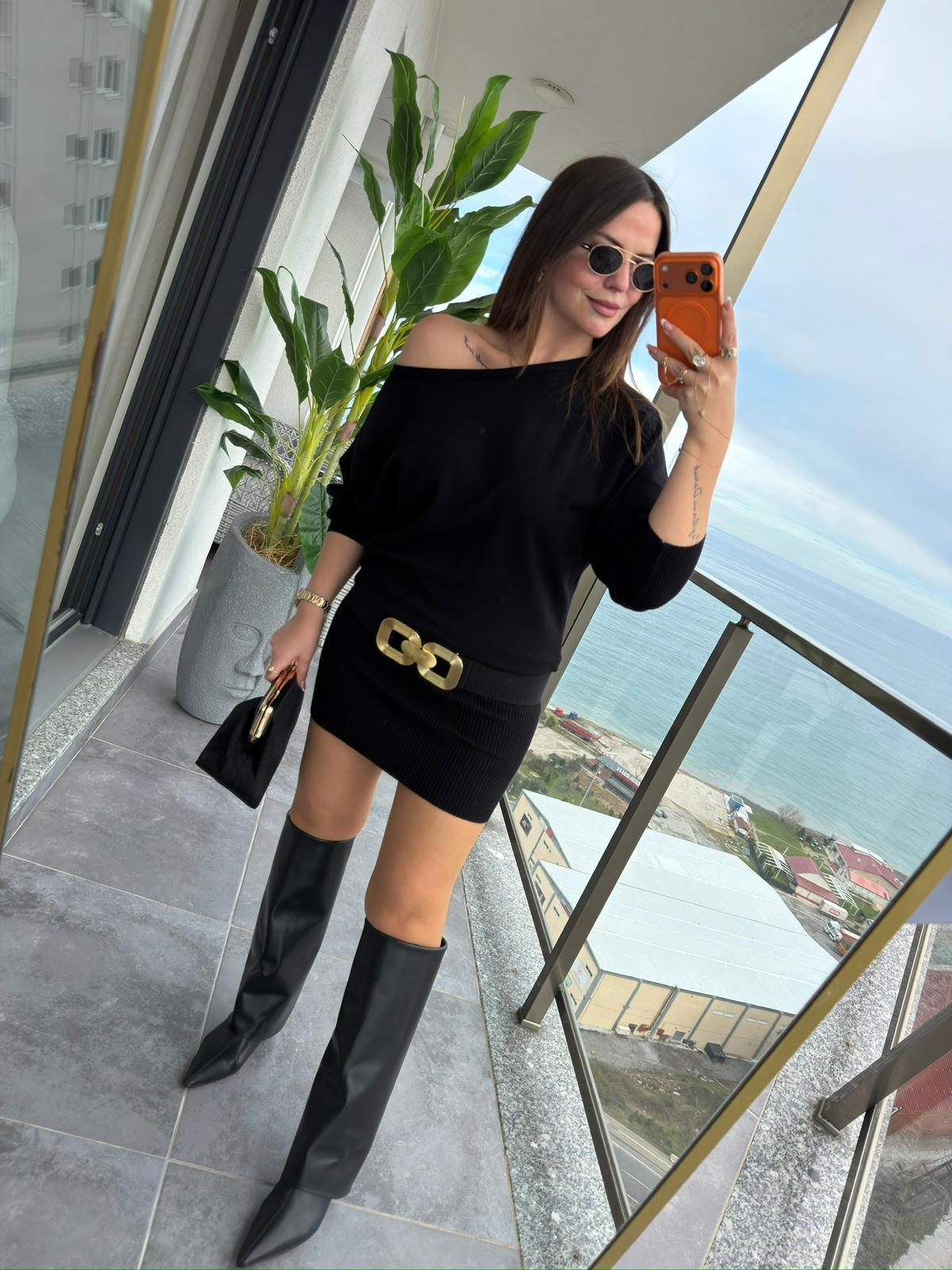 4633 Ribana Mini Elbise SİYAH
