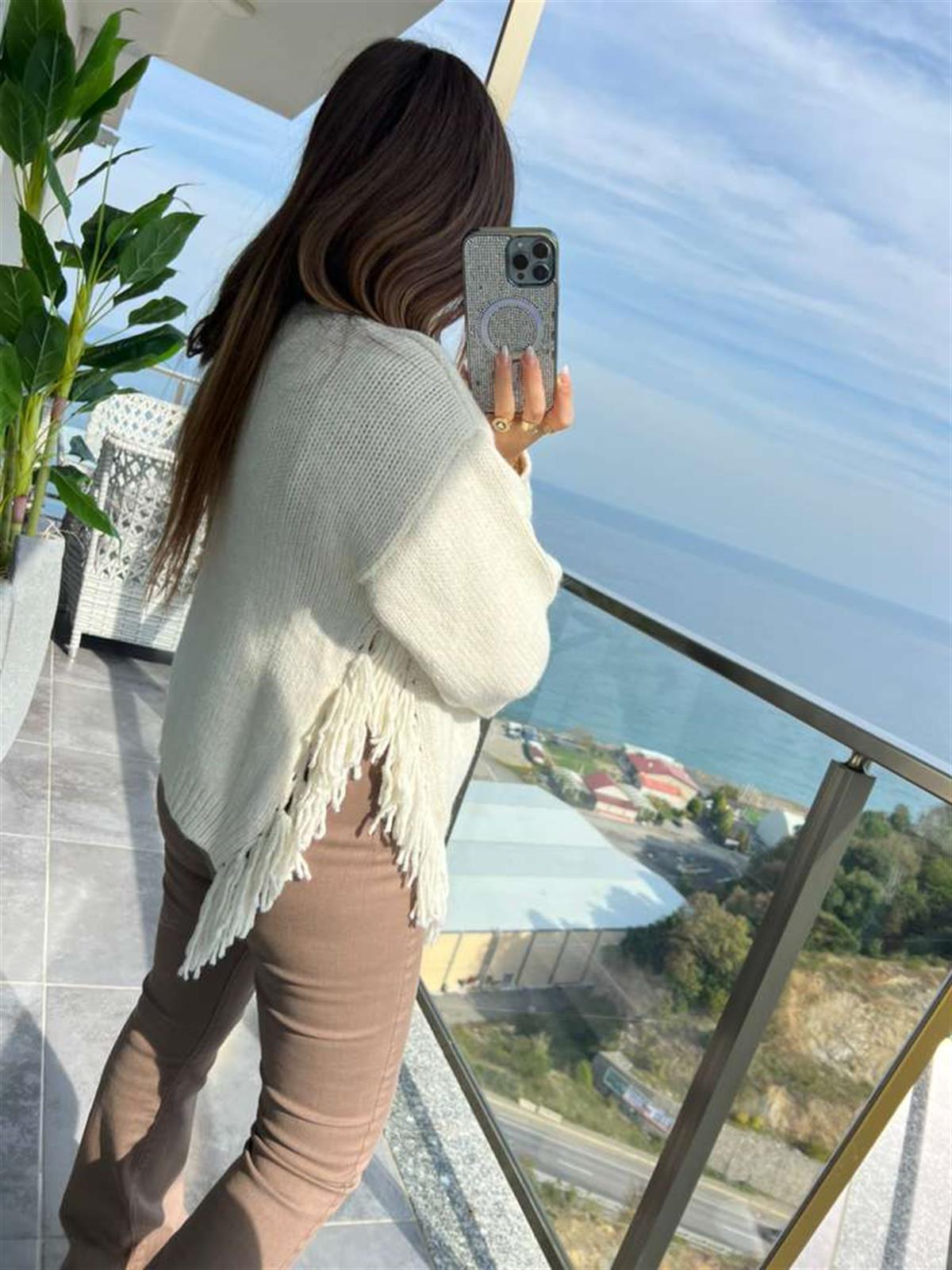 4691 Kenarı Püsküllü Kazak EKRU