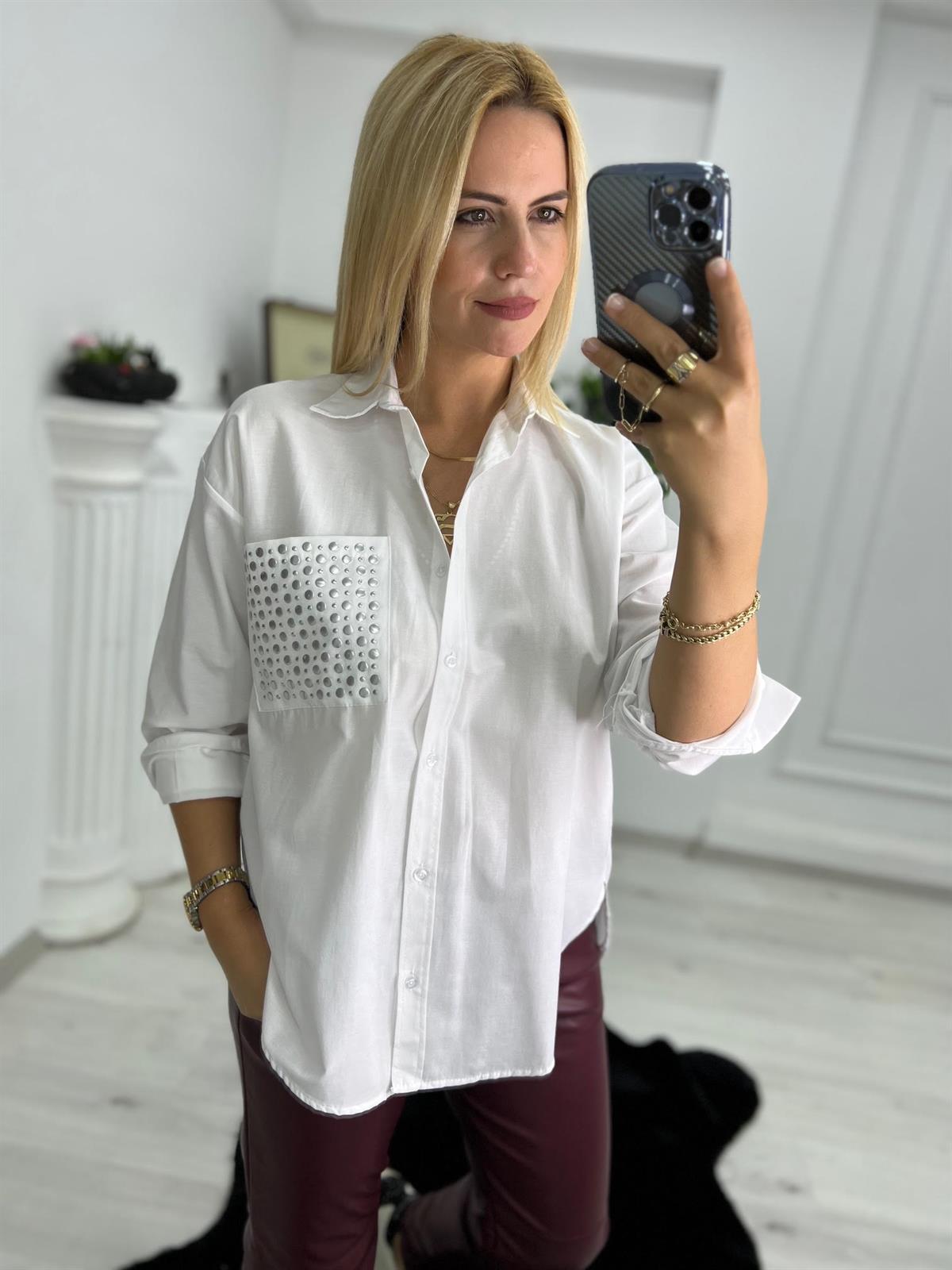 470 Tek Cep Taşlı Gömlek BEYAZ