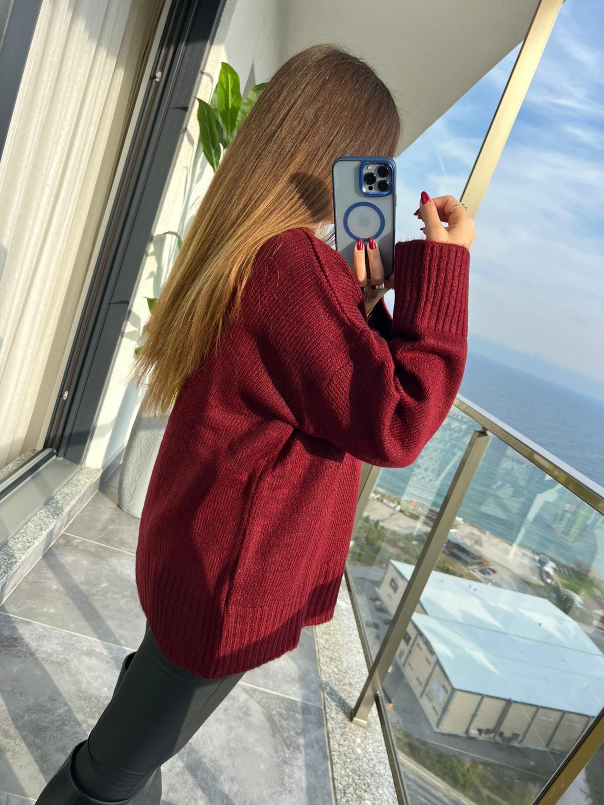 4700 Bisiklet Yakalı Kazak BORDO