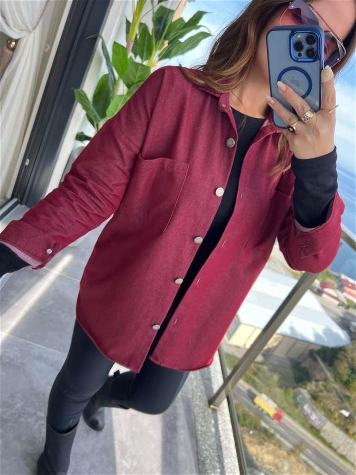 474 Gabardin Gömlek BORDO