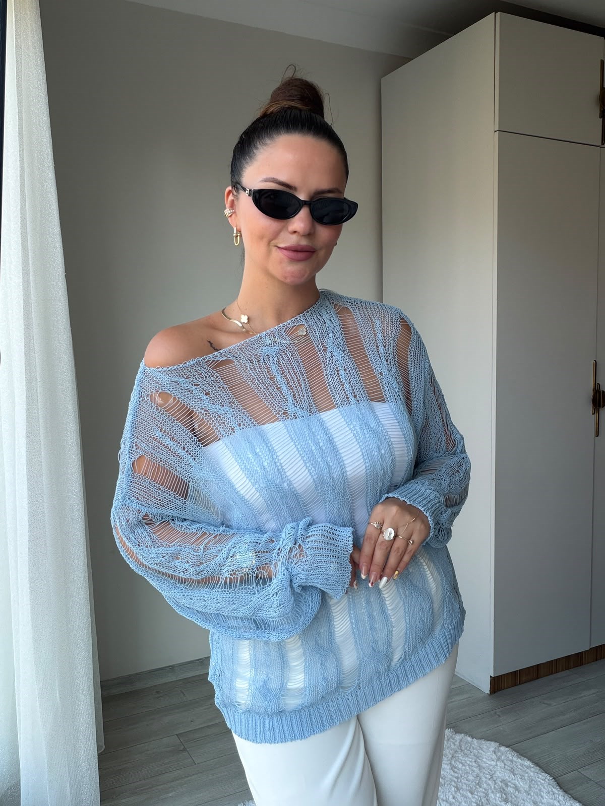 4745 Ajurlu Bluz BEBE MAVİ