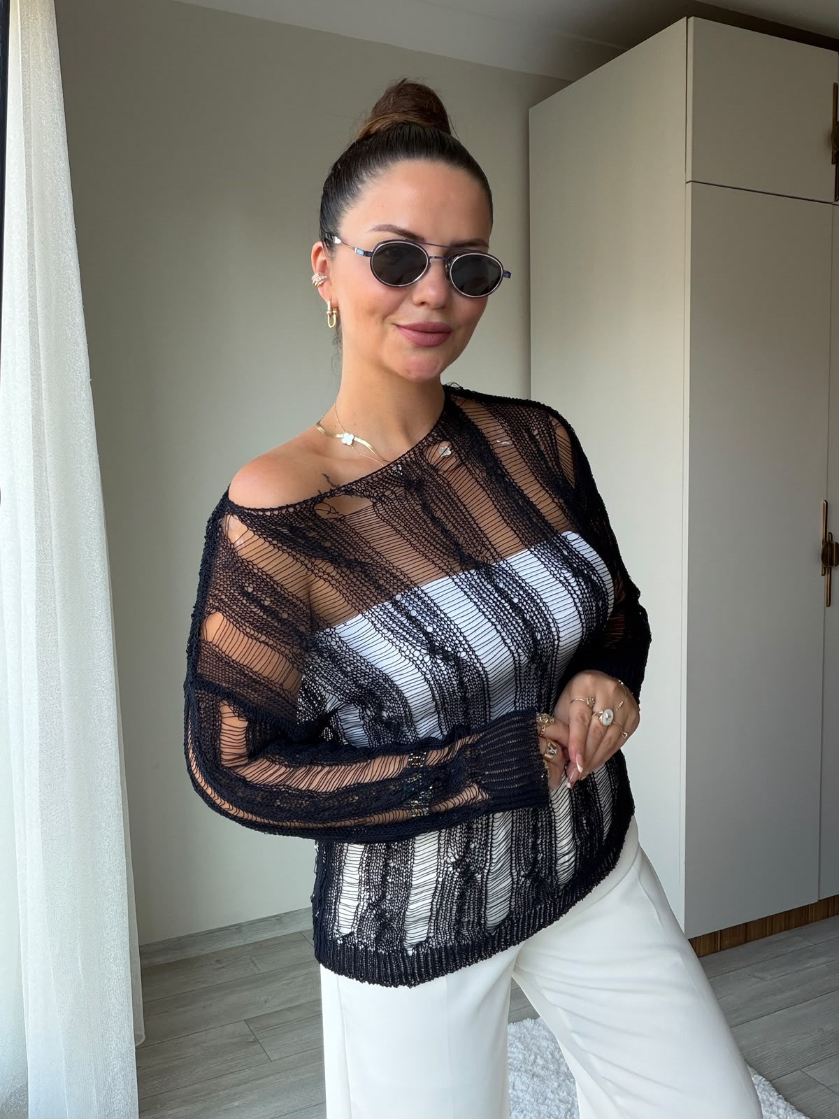 4745 Ajurlu Bluz LACİVERT