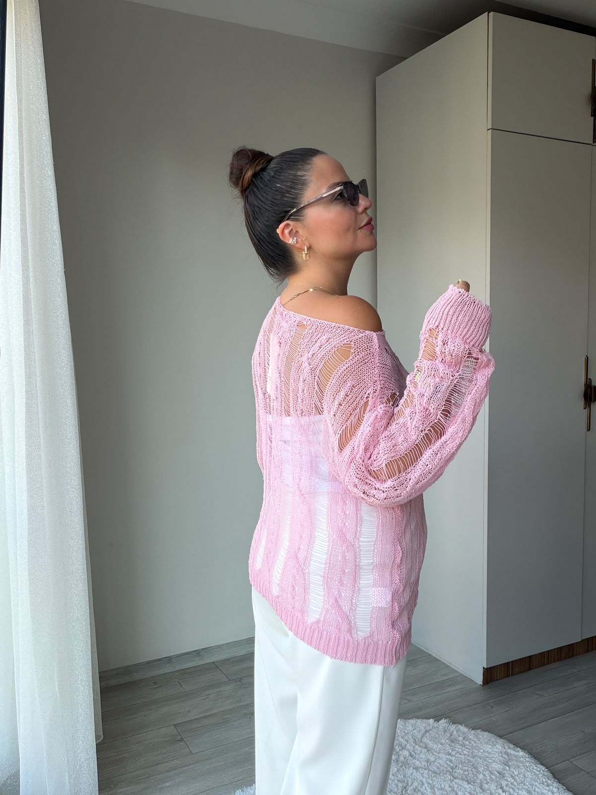 4745 Ajurlu Bluz PEMBE