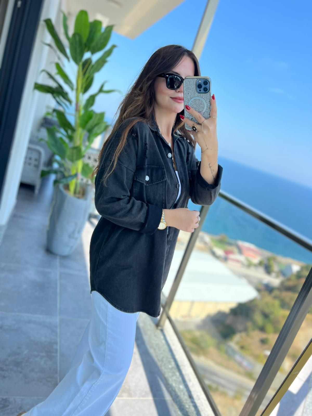 475 Yırtıklı Gabardin Gömlek ANTRESİT