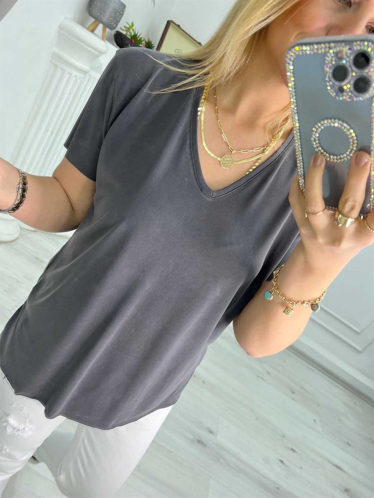 4791 V Yaka Tshirt ANTRESİT