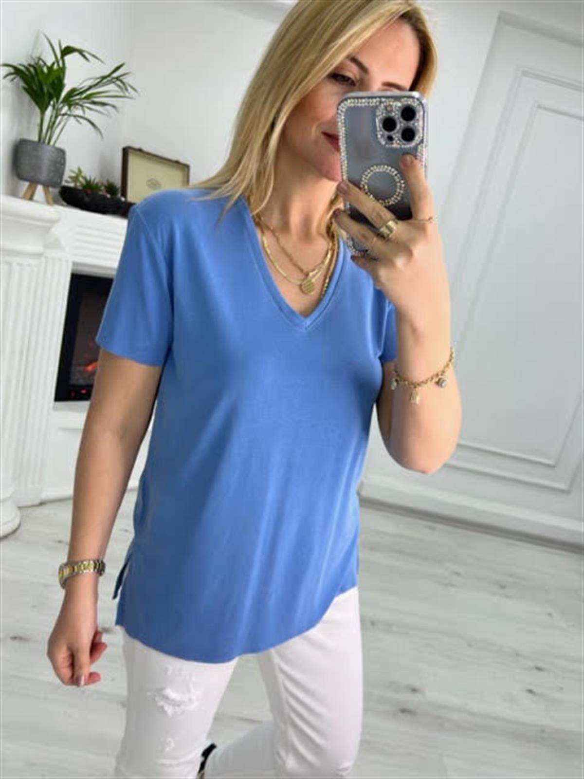 4791 V Yaka Tshirt MAVİ