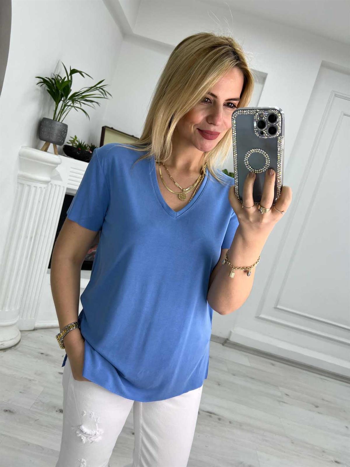 4791 V Yaka Tshirt MAVİ