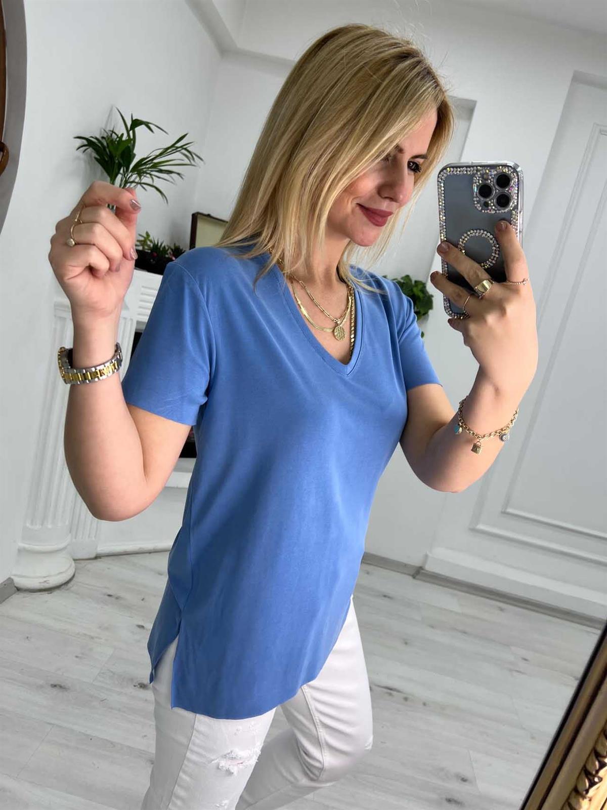 4791 V Yaka Tshirt MAVİ