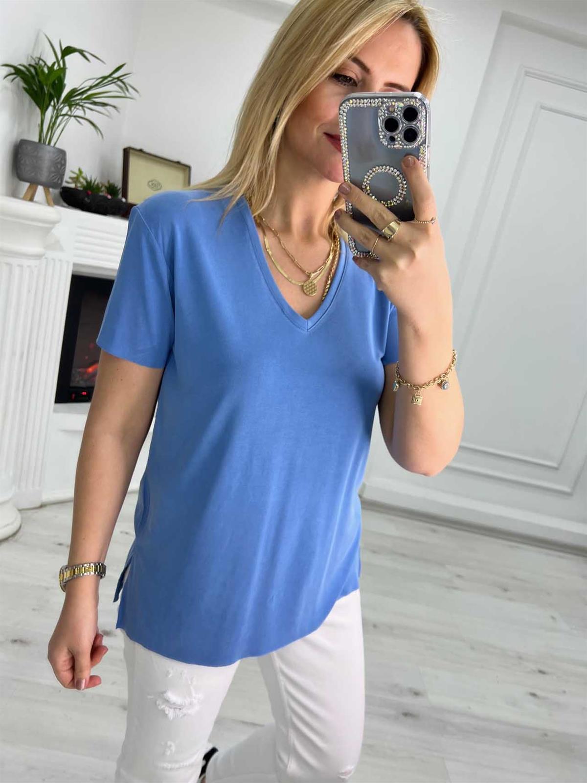 4791 V Yaka Tshirt MAVİ