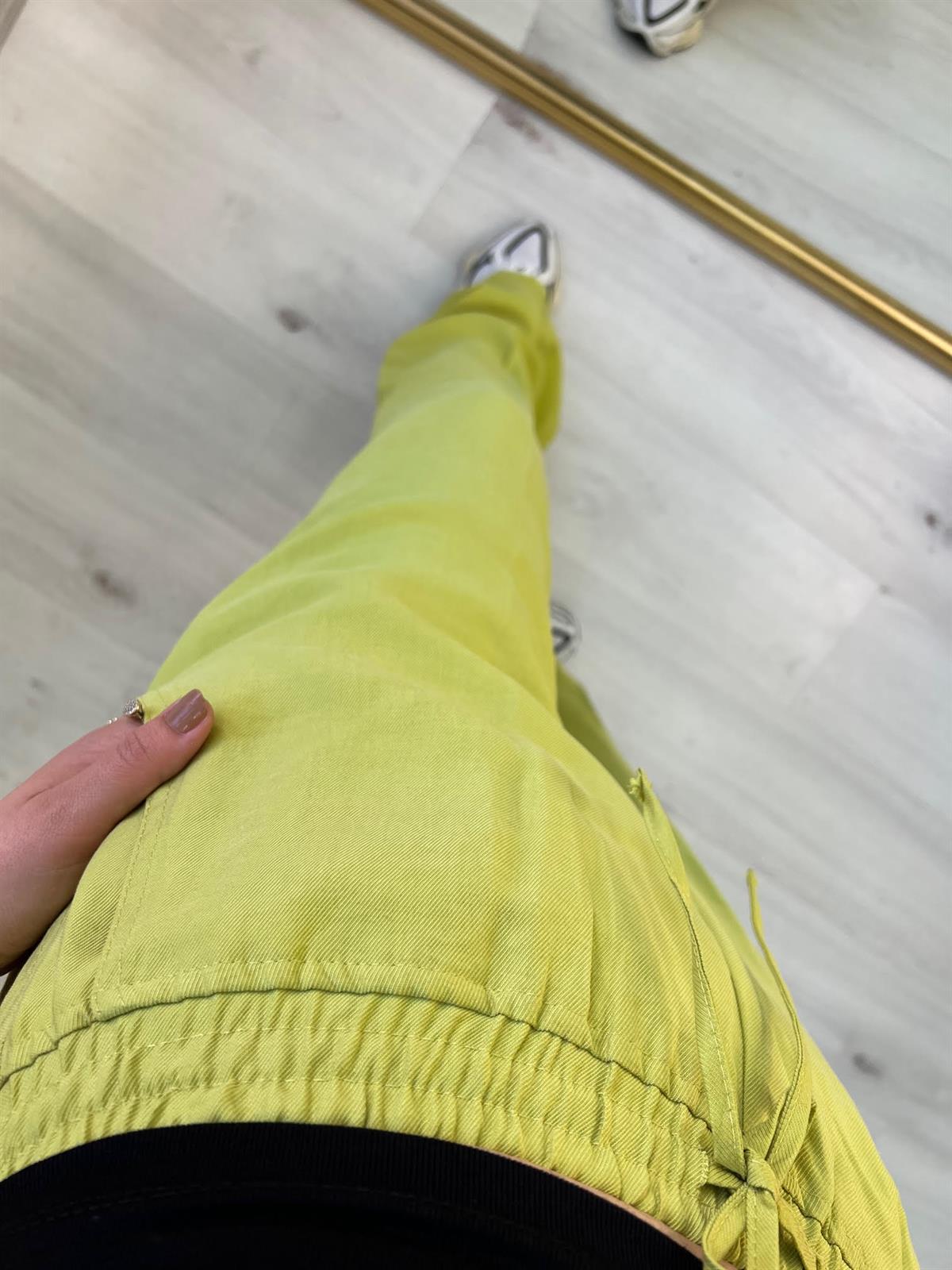 4825 Kemeri Bagcıklı Pantolon LİMON KÜFÜ