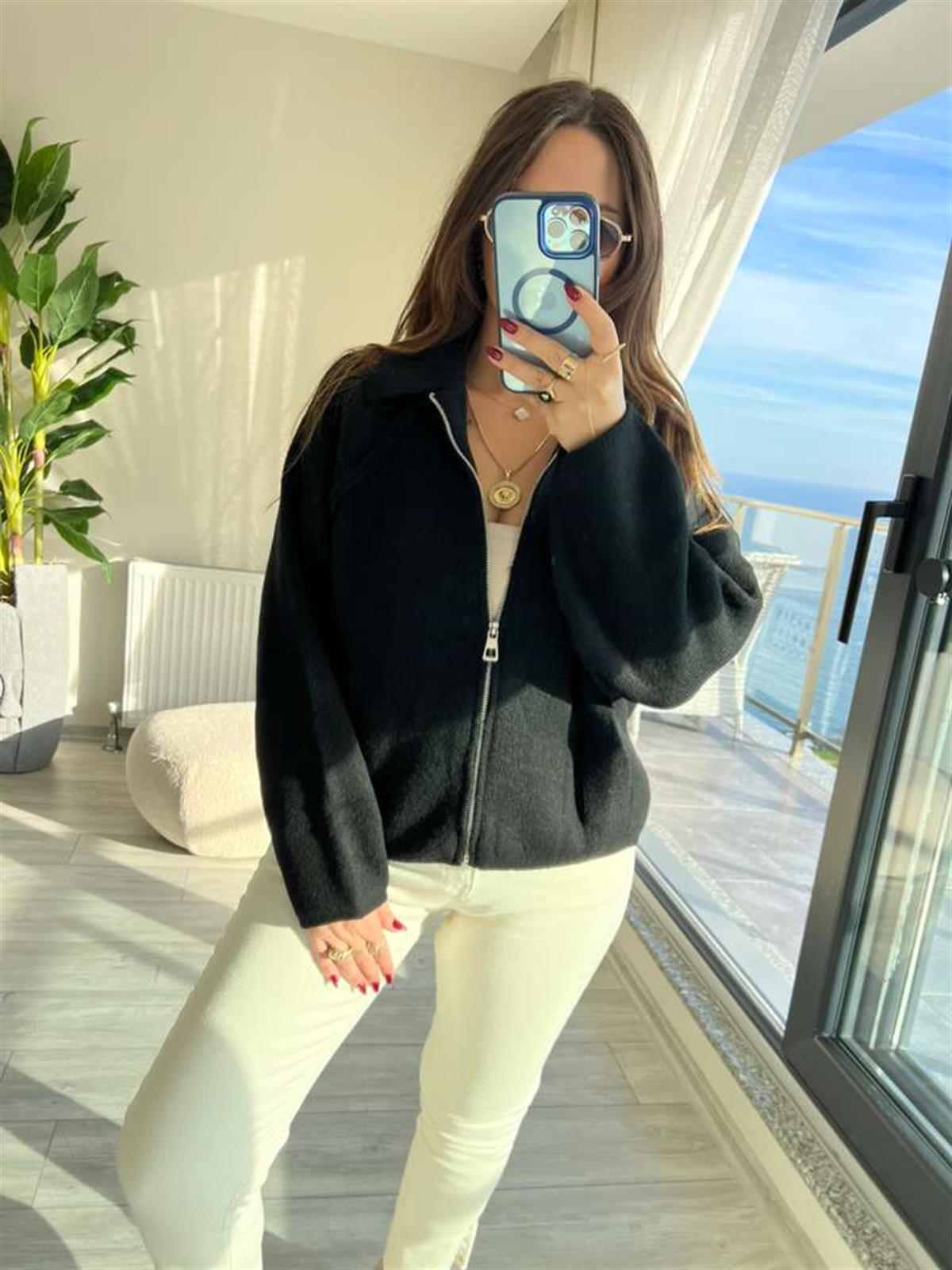 4904 Reglan Kol Hırka SİYAH