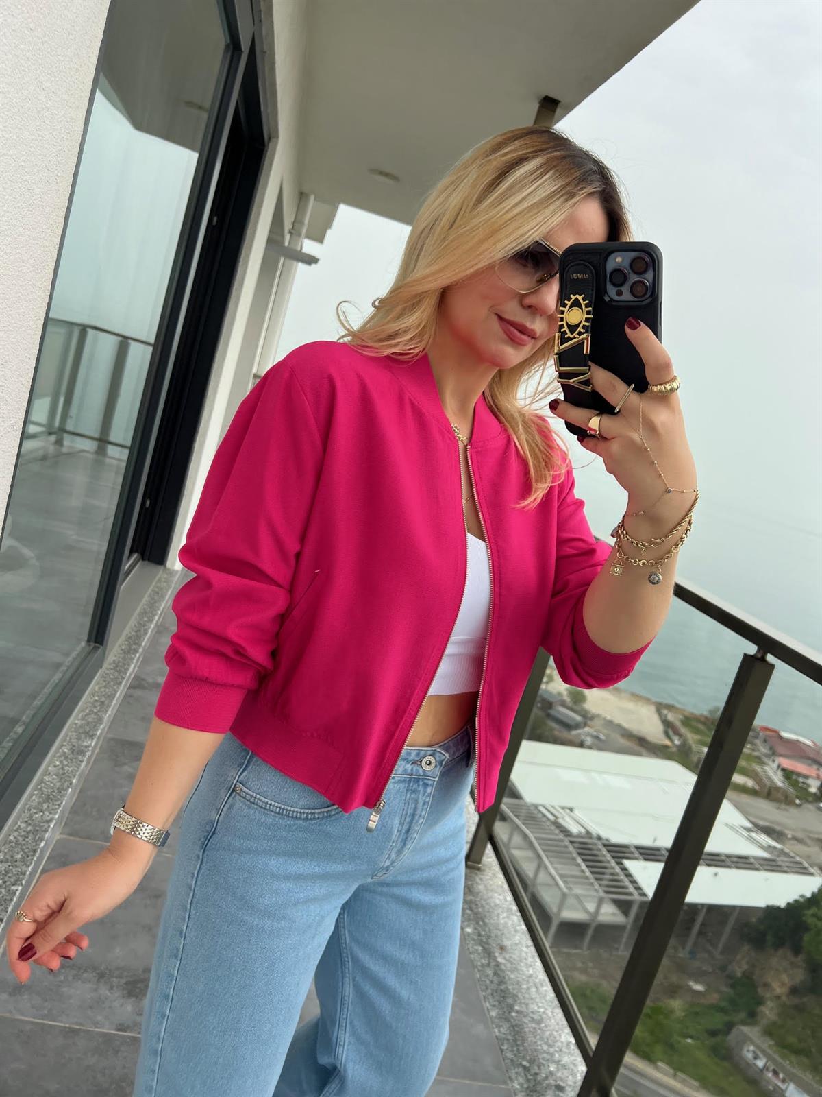 4926 Fermuarlı Ceket FUŞYA