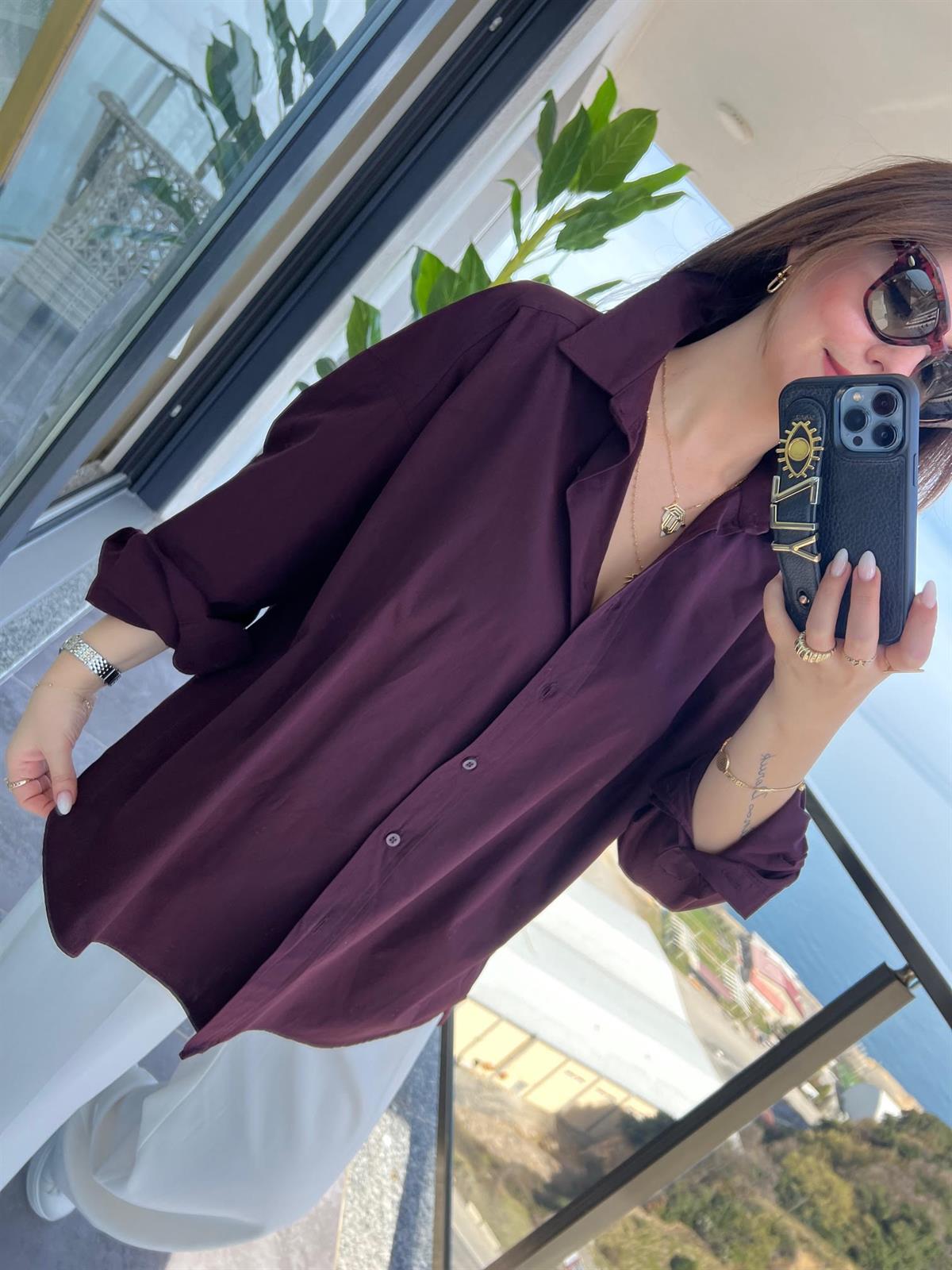 4943 Poplin Gömlek MÜRDÜM
