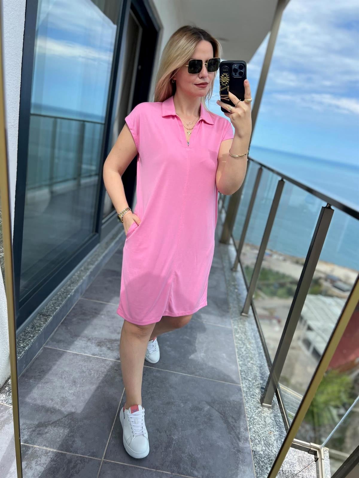 4956 Yakalı Elbise PUDRA