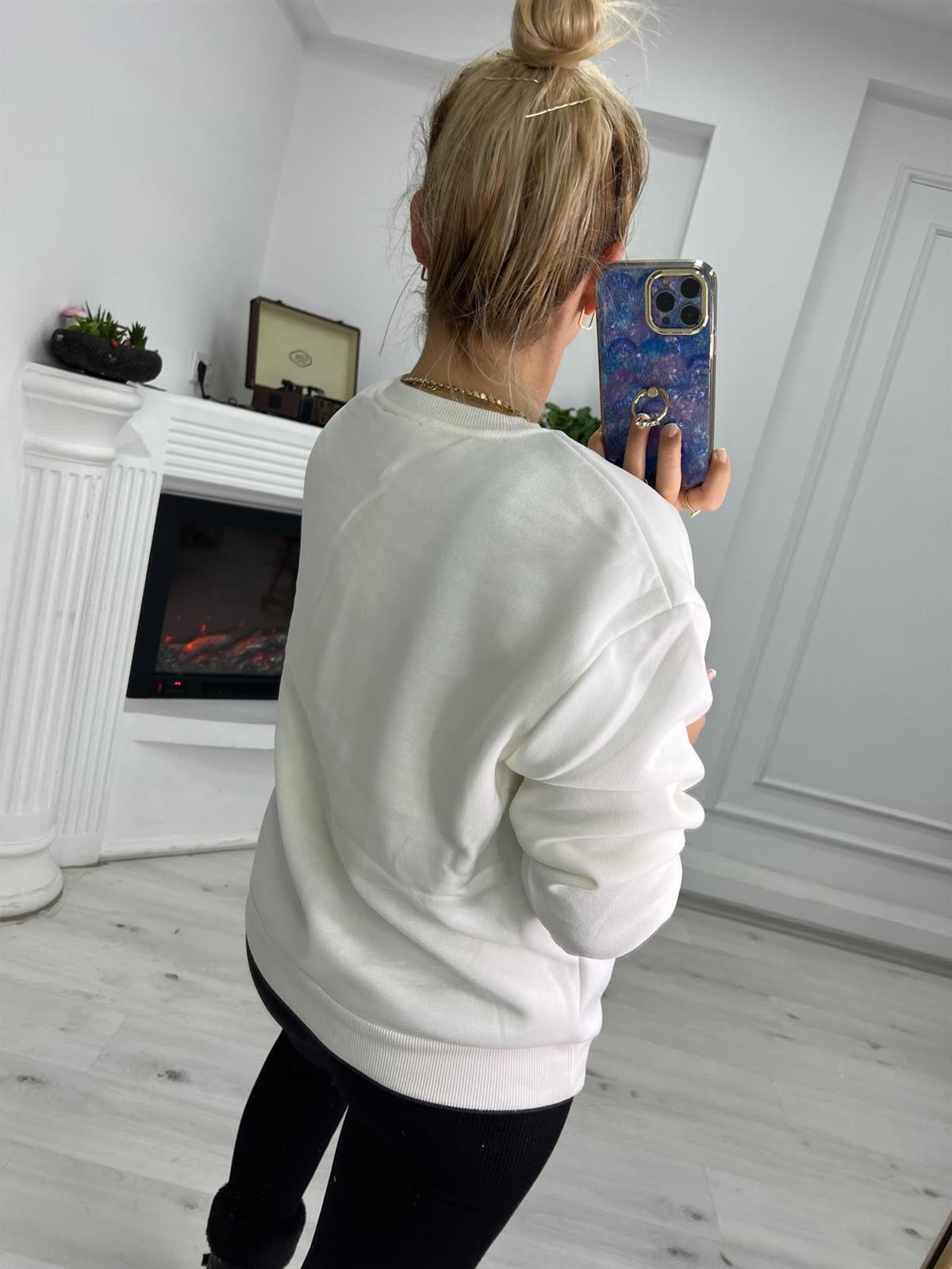 5015 Baskılı Sweat BEYAZ