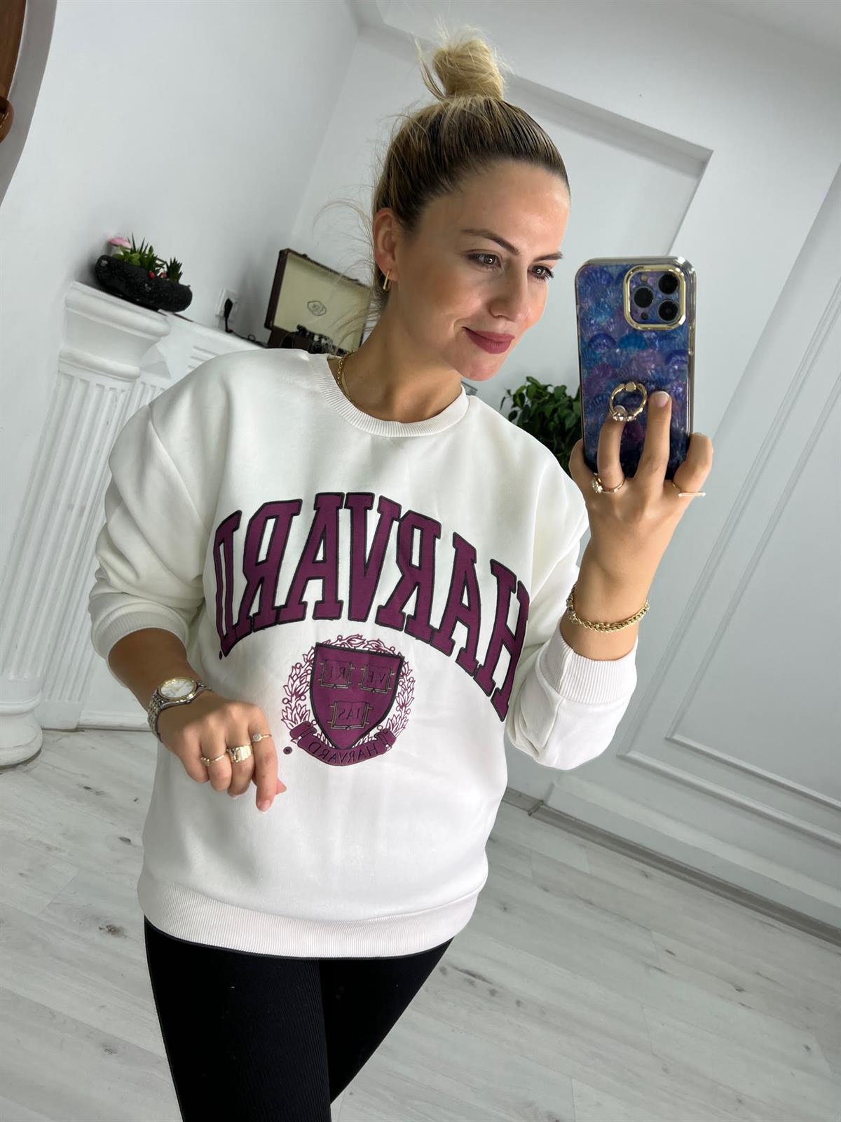 5015 Baskılı Sweat BEYAZ