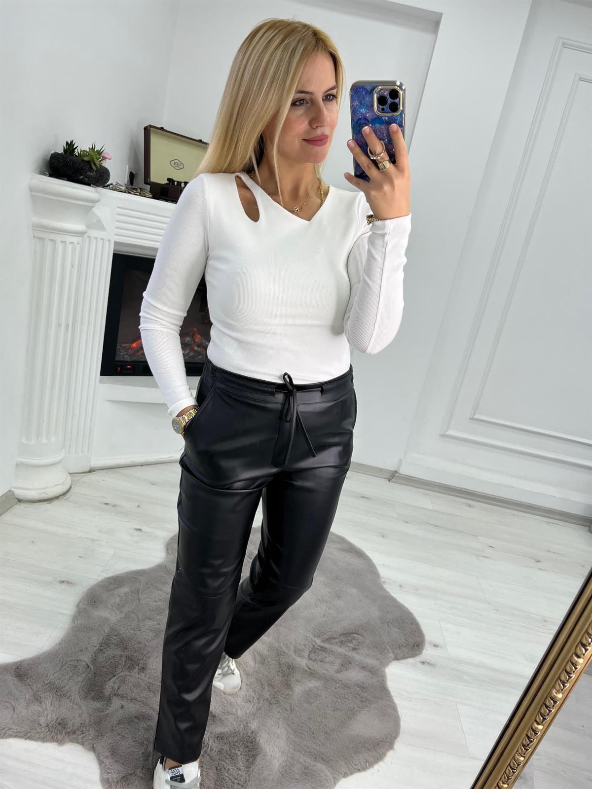 5018 Önü Damla Bluz BEYAZ