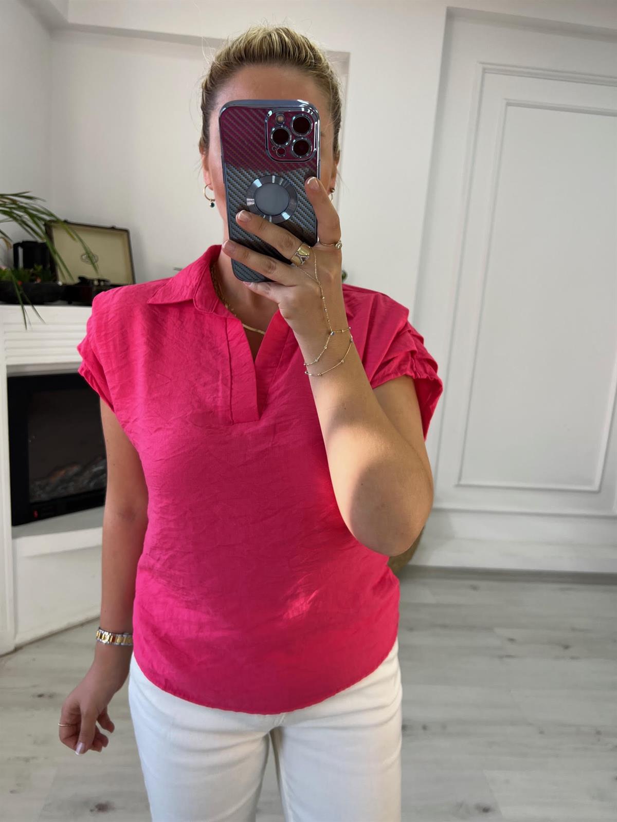 503 Polo Yaka Bluz FUŞYA
