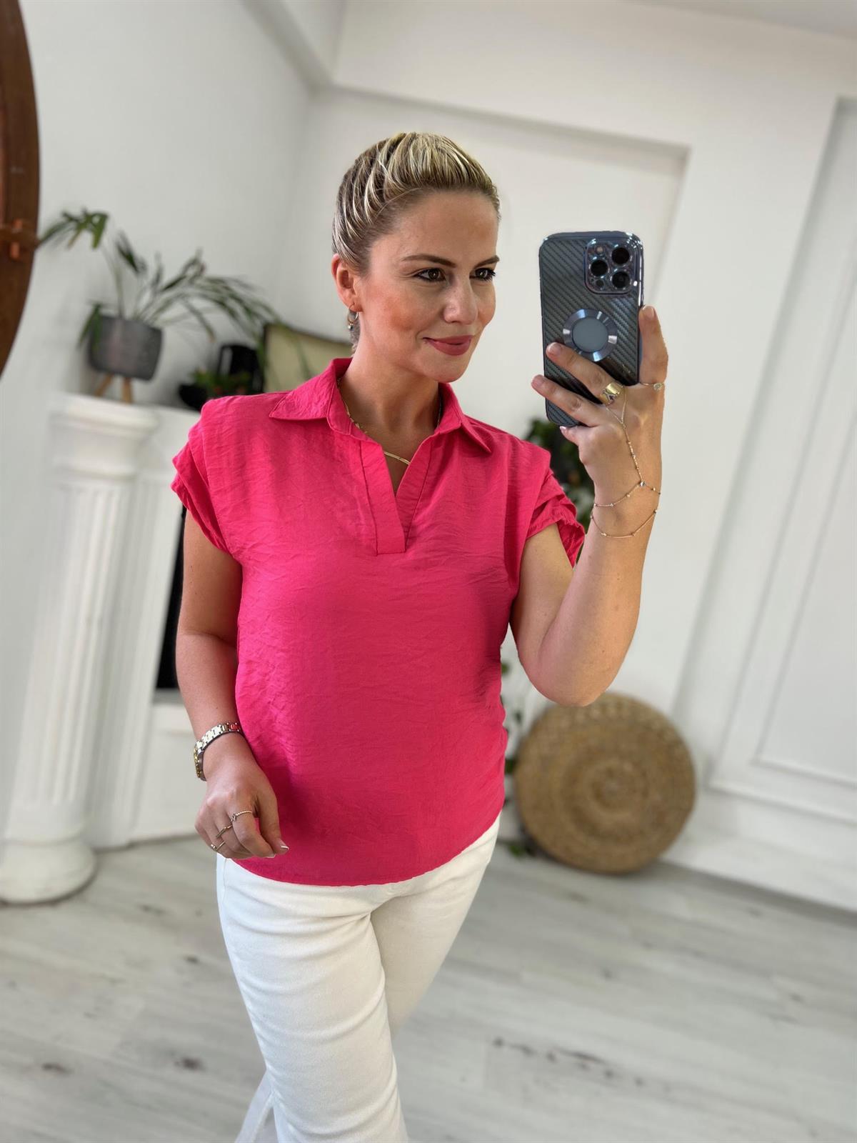 503 Polo Yaka Bluz FUŞYA
