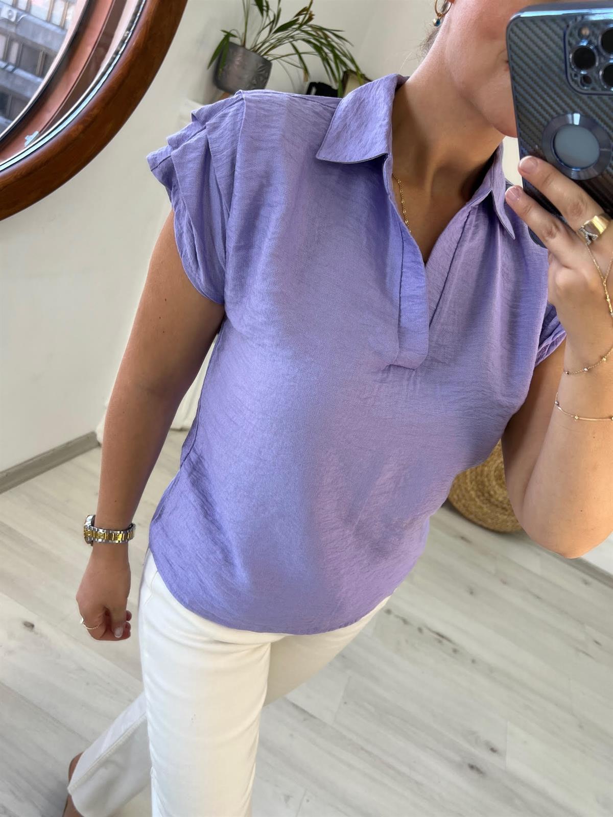 503 Polo Yaka Bluz LİLA