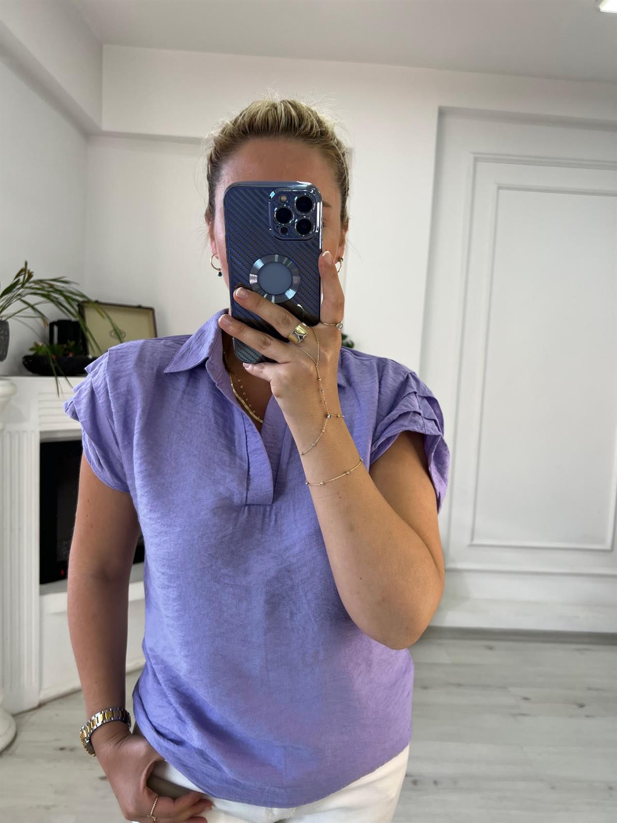 503 Polo Yaka Bluz LİLA