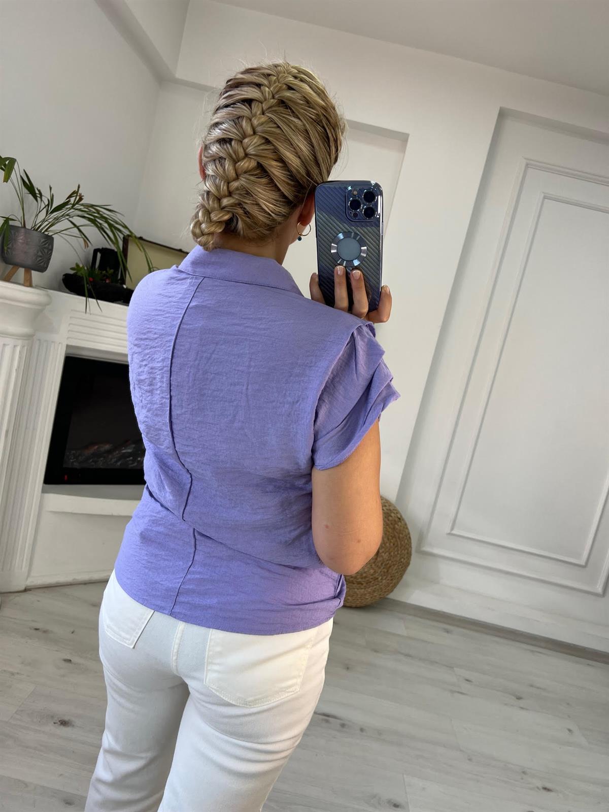 503 Polo Yaka Bluz LİLA