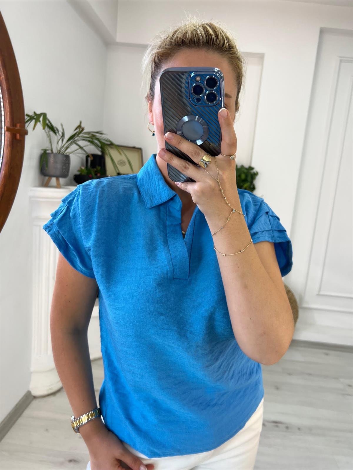 503 Polo Yaka Bluz MAVİ