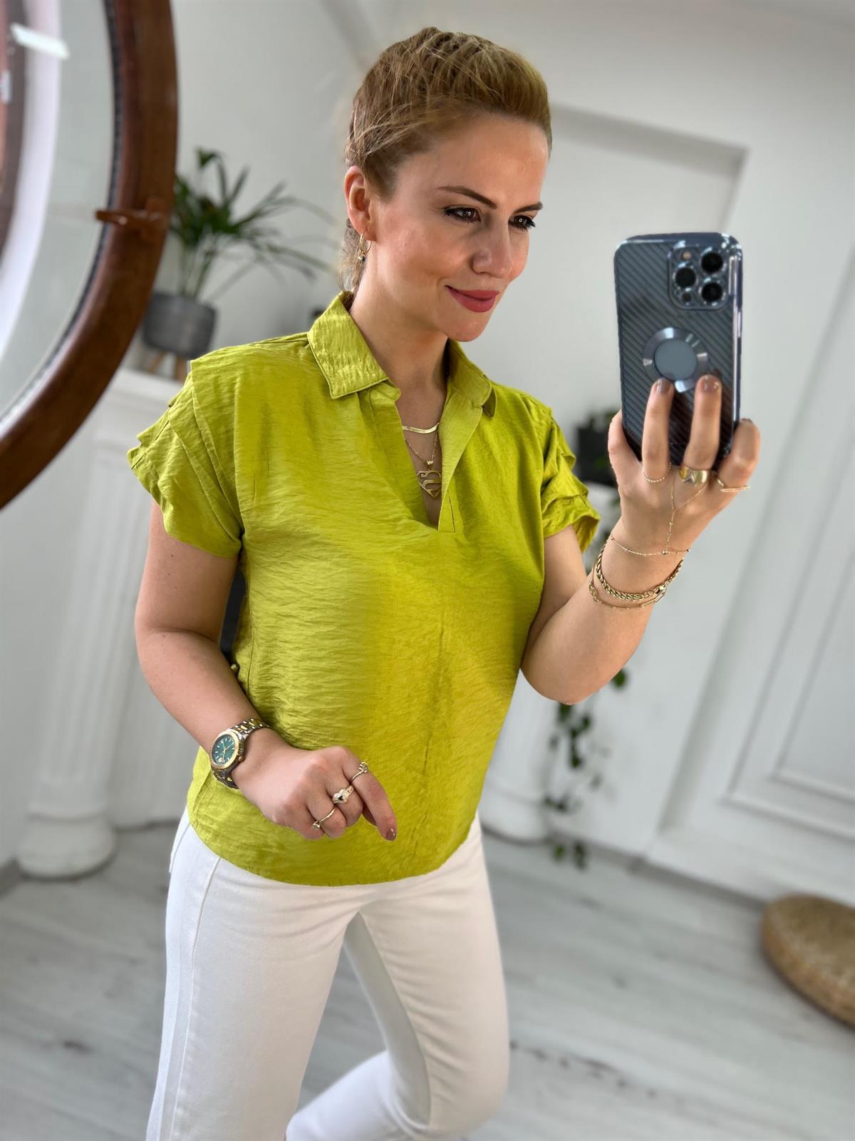 503 Polo Yaka Bluz YEŞİL