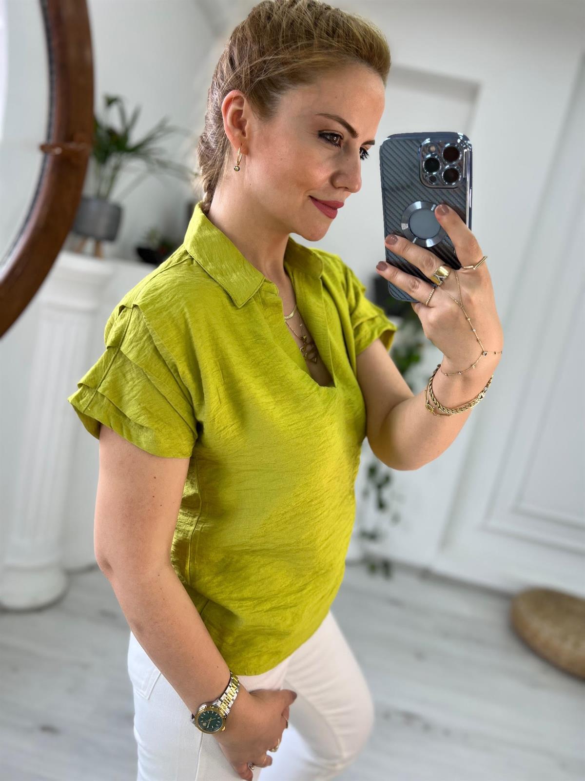 503 Polo Yaka Bluz YEŞİL
