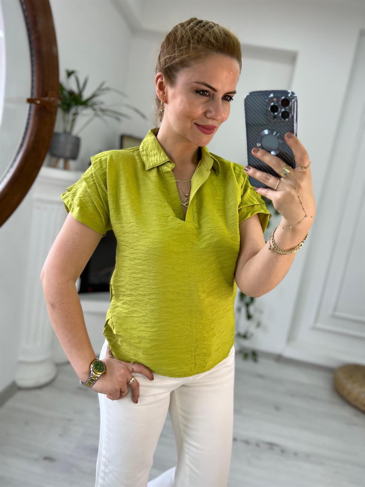 503 Polo Yaka Bluz YEŞİL