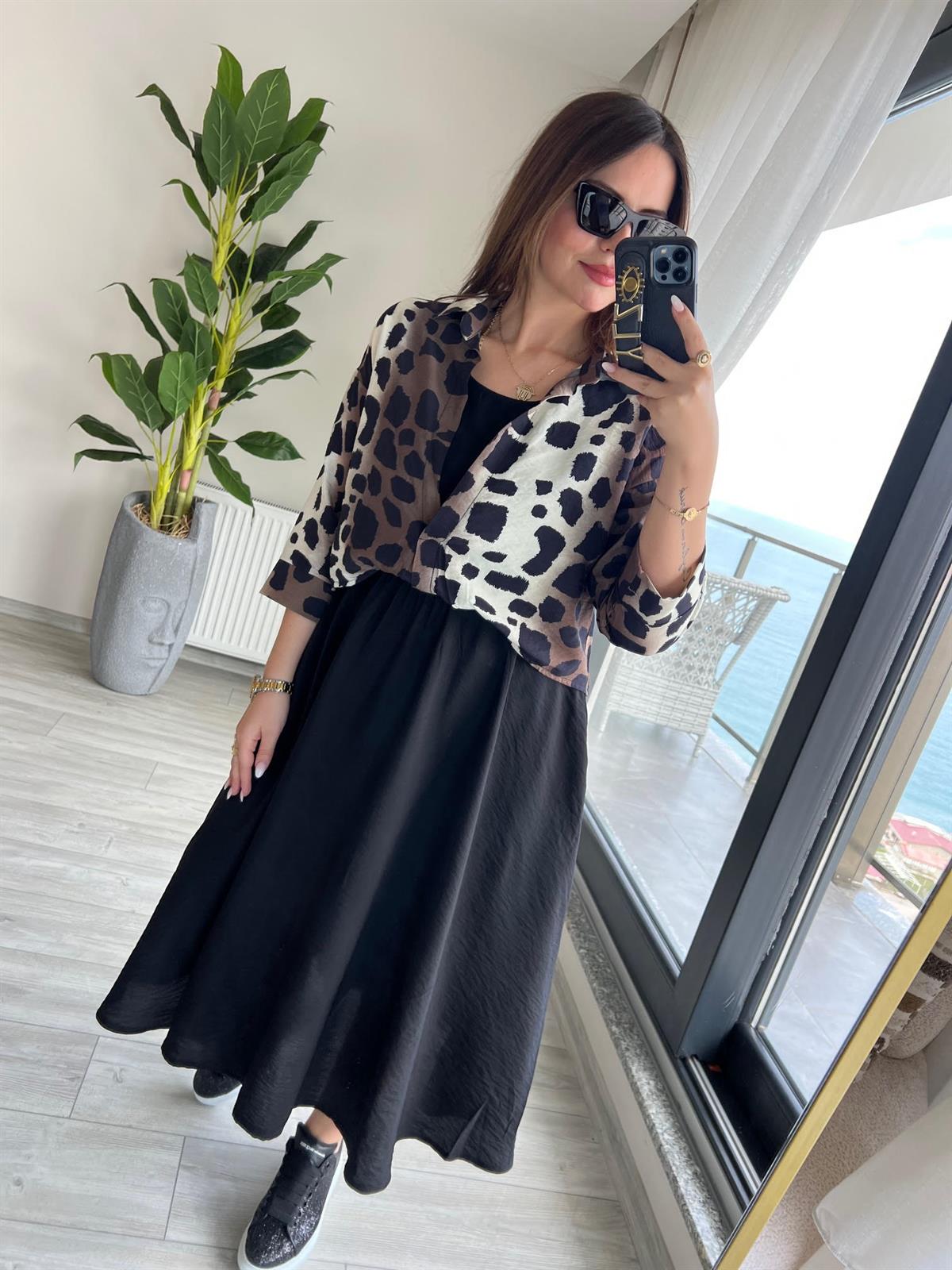 5053 Gömlek Elbise KAHVE