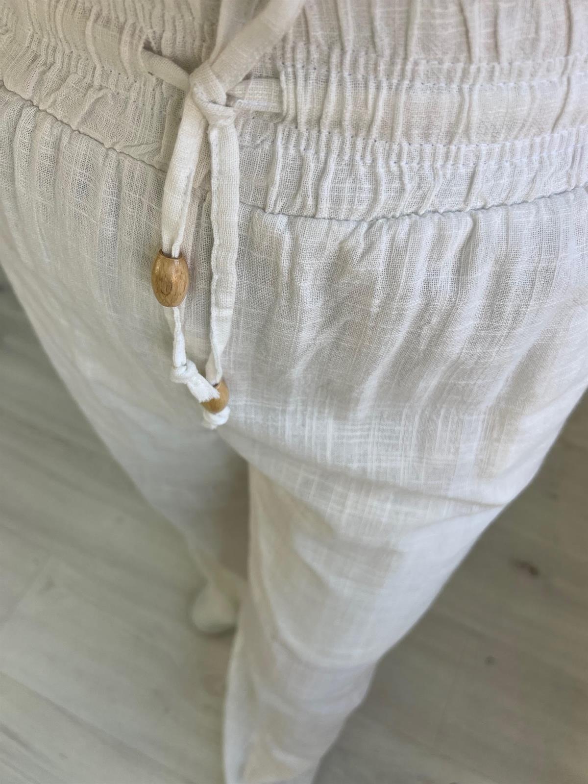 50554 Lastikli Boru Paça Pantolon BEYAZ